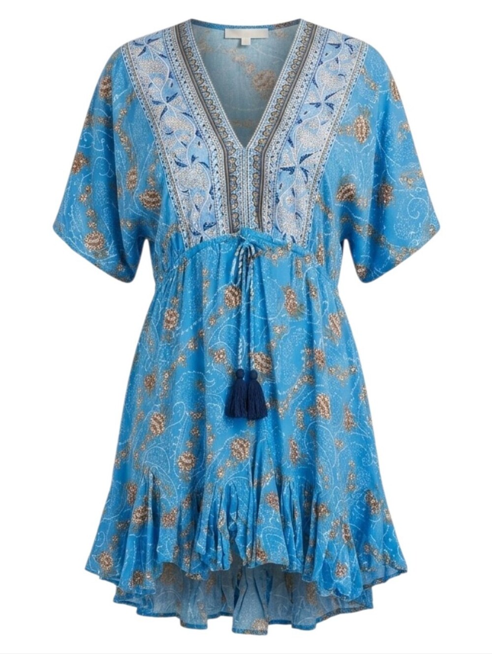 AAKAA Boho Kimomo Sleeve Kaftan Mini Dress - Size S - Picture 3 of 15